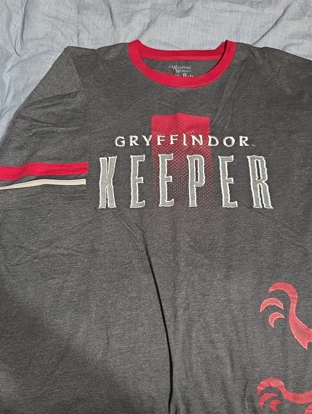 Gryffindor Keeper T-Shirt - Dark Gray with Red Accent